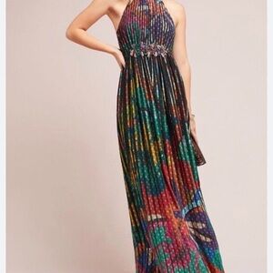 Anthropologie Colorful Floral Maxi Dress